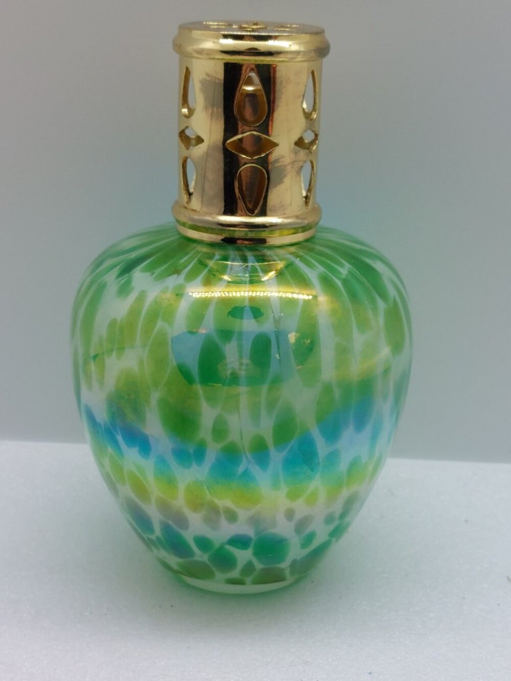 Vintage Glass La- Tee - Da Effusion Fragrance Lamp With Gold Tone Cap